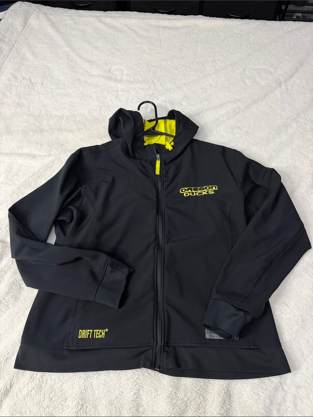 Oregon Ducks Women's Black Performance Hooded Jacket with Yellow Accents